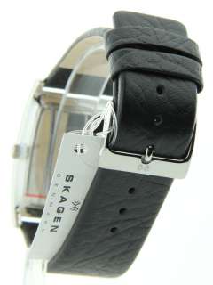 Mens Skagen Stainless Steel Black Dial Leather Watch  