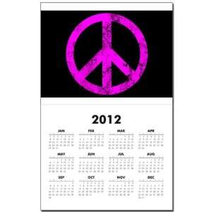 Calendar Print w Current Year Peace Symbol Grunge PinkL