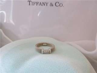 Tiffany & Co. Diamond Somerset Mesh Narrow Sterling Silver Ring  