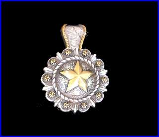 Western Antiqued Silver/Gold Plated Star Concho Pendant  
