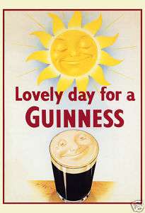 Lovely Day for a Guinness Poster   Sun   Beer Poster  