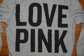   Secret LOVE PINK Gray Signature Fit HOODIE Classic Sweatshirt M  