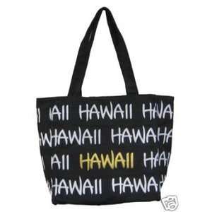  Hawaiian Canvas Tote Bag Robin Ruth Black White Gold Small 