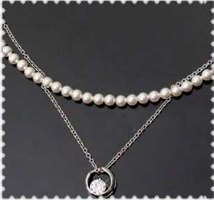 korean fashion pearl and chain ring czs necklace z300 size 40cm 16 