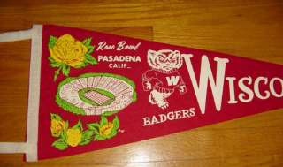 1963 Wisconsin Badgers Rose Bowl pennant vintage  
