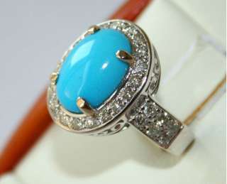 18k White Gold Turquoise Diamond Ring  