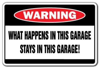   IN THIS GARAGE Warning Sign funny signs man room cave TV smoke beer