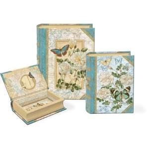  Punch Studios White Antique Roses Small Nesting Book Boxes 
