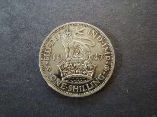 1947 UK GREAT BRITAIN ONE SHILLING SILVER COIN GEORGIVS  