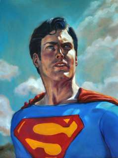 Superman 18x24 Original Oil Painting Comic Book Art  