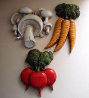 Vintage Homco Vegetables Wall Plaque Carrots Mushrooms Radishes 1982 