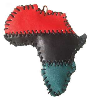RED, BLACK / YELLOW & GREEN LEATHER AFRICAN MEDALLION  
