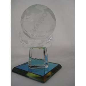  Desktop Paperweight Spinning Globe Glass Crystal Earth 