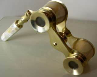 Solid Brass Mother of Pearl Antique Style Opera Glasses  