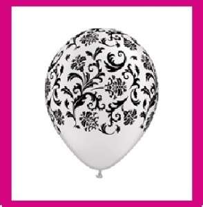 PEARL white black PRINT damask party balloons latex  