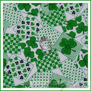 BOOAK Fabric Irish Shamrock Clover Green White Playing Card Heart Dot 