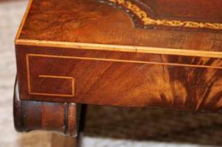   Hollywood Regency X Base Leather Top Flamed Mahogany Coffee Table