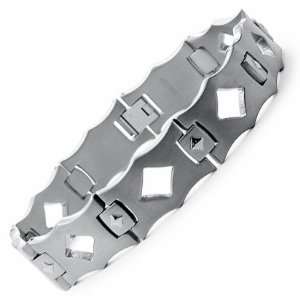  Titanium Link Bracelet Satin High Polish Diamond Cut 8.5 