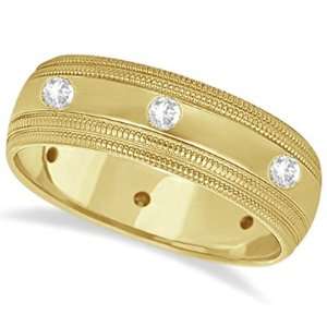   Wedding Ring Wide Band 18k Yellow Gold (0.35ct) Allurez Jewelry